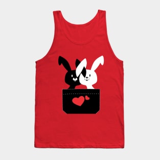 Cute Couple of Easter Bunnies Black And White With LOVE Hearts Tank Top